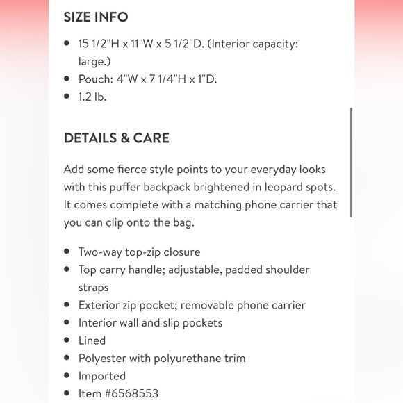 Ted Baker Leopard Print Puffer Backpack - Picture 2 of 10